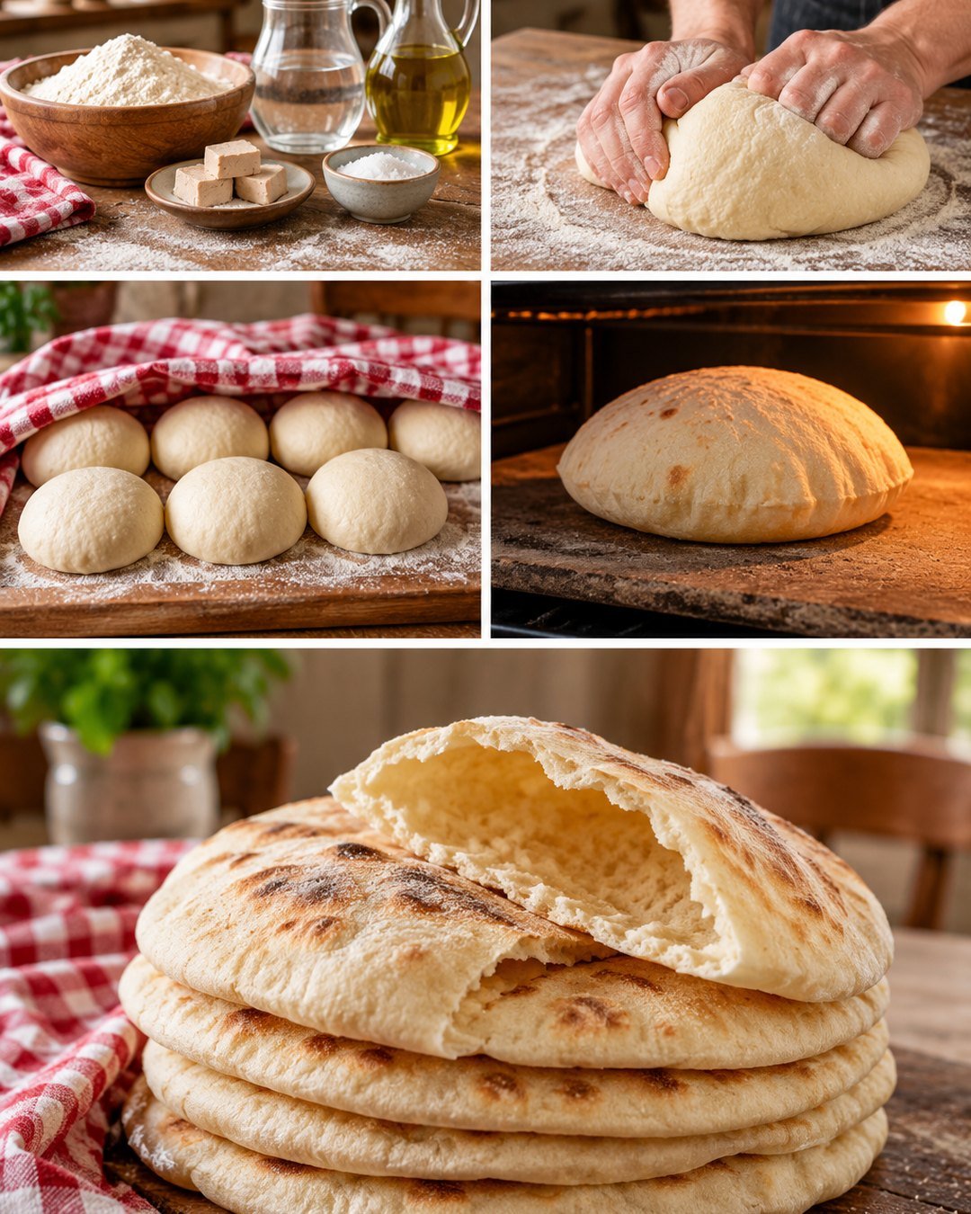 Házi pita kenyér, ami felfúvódik és zsebet képez