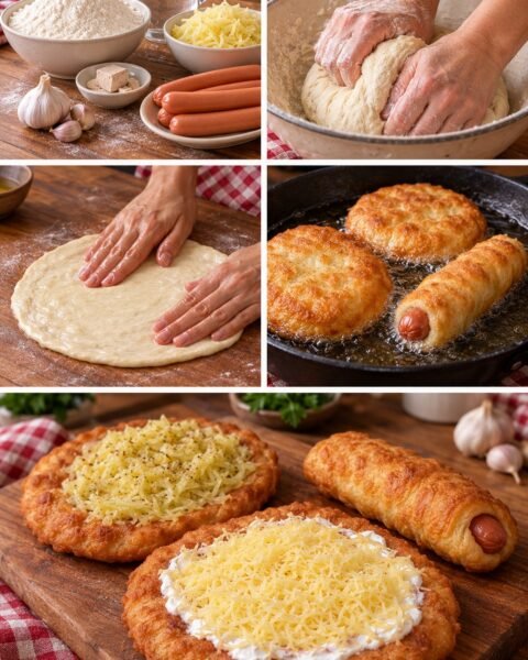 Lángos háromféleképpen: natúr, tökös és virslis