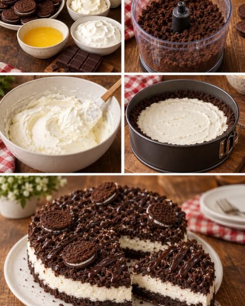 Oreo torta sütés nélkül, három rétegben