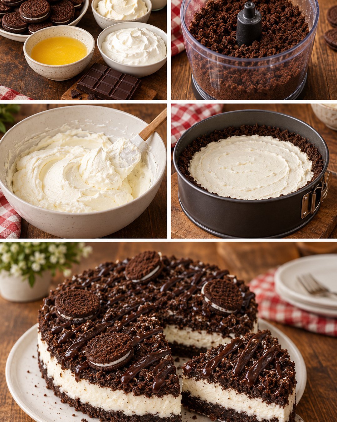 Oreo torta sütés nélkül, három rétegben