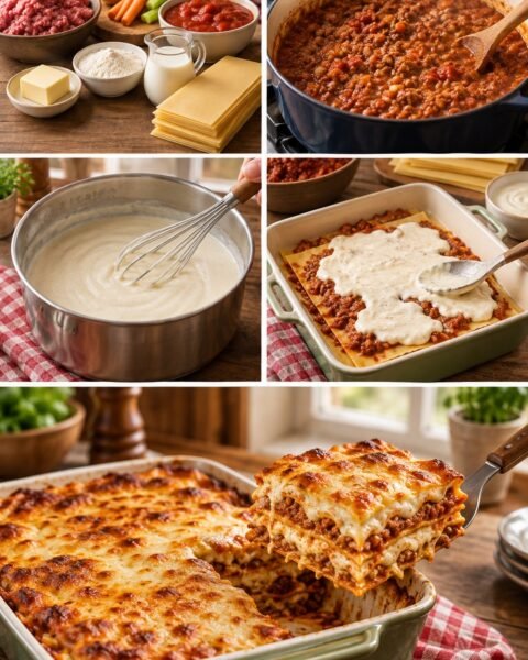 Rétegzett lasagne házi besamellel, ahogy a legjobb