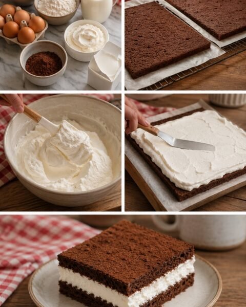 Tejszeletes torta, olvadós piskótával