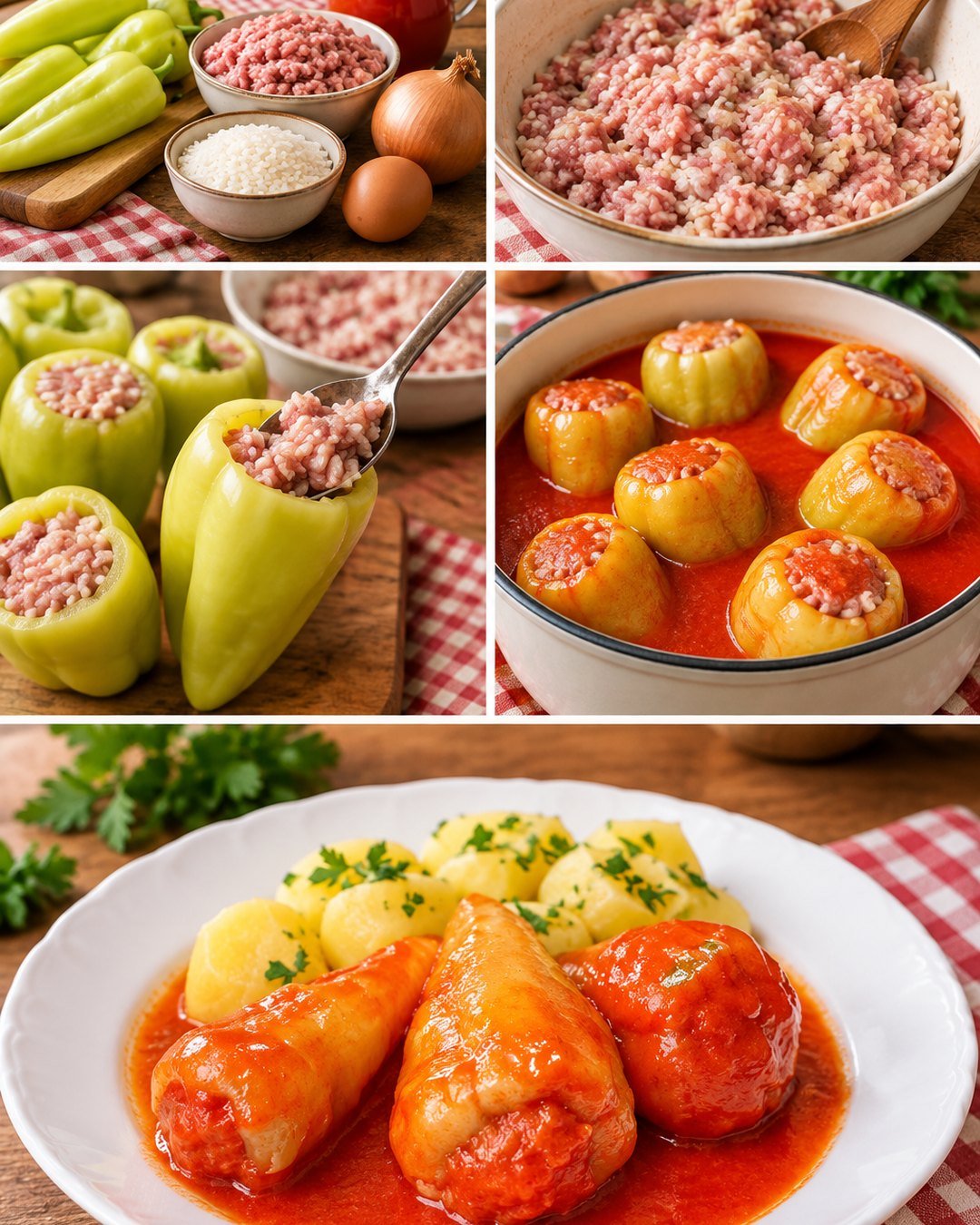 Töltött paprika paradicsomos szaftban